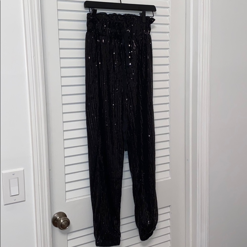 Sequined, lined jogger pants